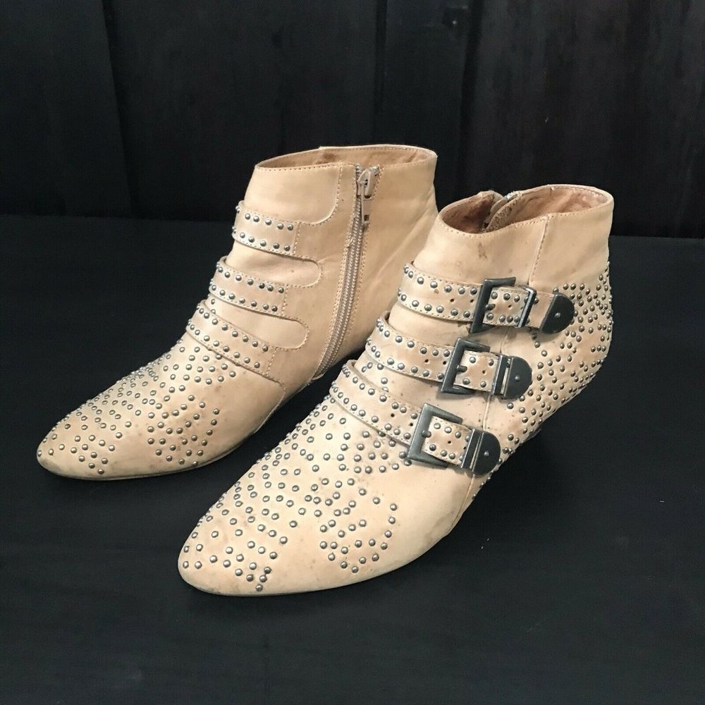 Jeffrey Campbell Ibiza Leather Studded 3 Buckle Women's Boots Booties Size 7.5
